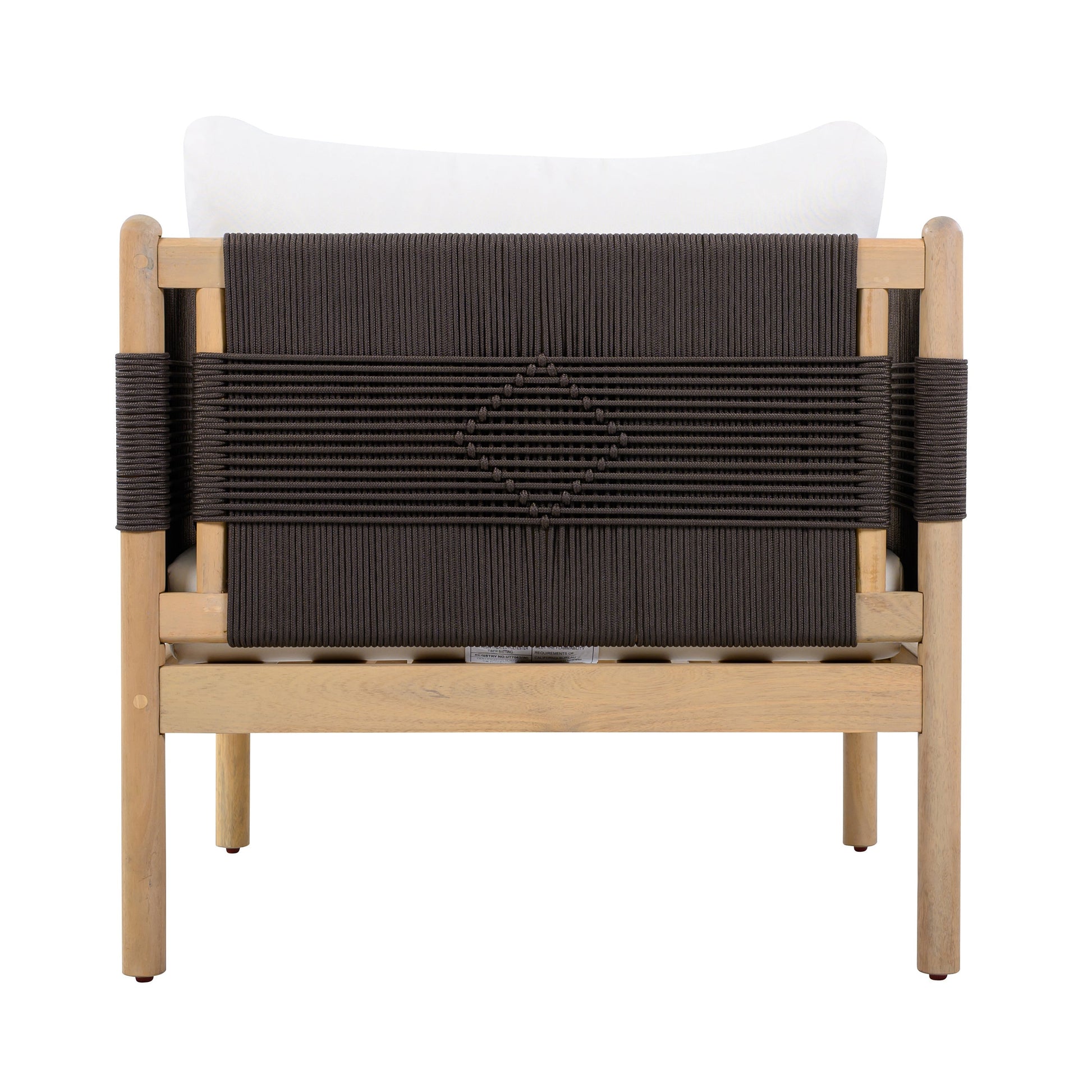 Outdoor Acacia Club Chairs set of 2 with diamond-pattern black rope and teak by HouseOfZazla on Tampa Home & Garden Store