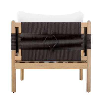 Outdoor Acacia Club Chairs set of 2 with diamond-pattern black rope and teak by HouseOfZazla on Tampa Home & Garden Store