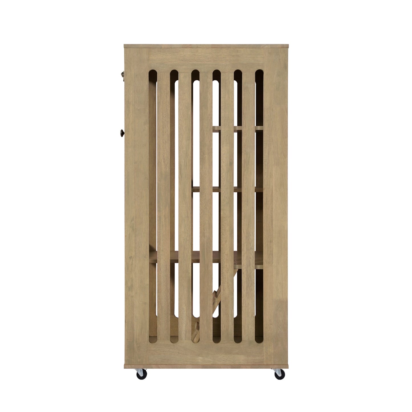 Basia rubber wood cat cabinet with wheels, natural wood finish, slatted front pet furniture on Tampa Home & Garden Store