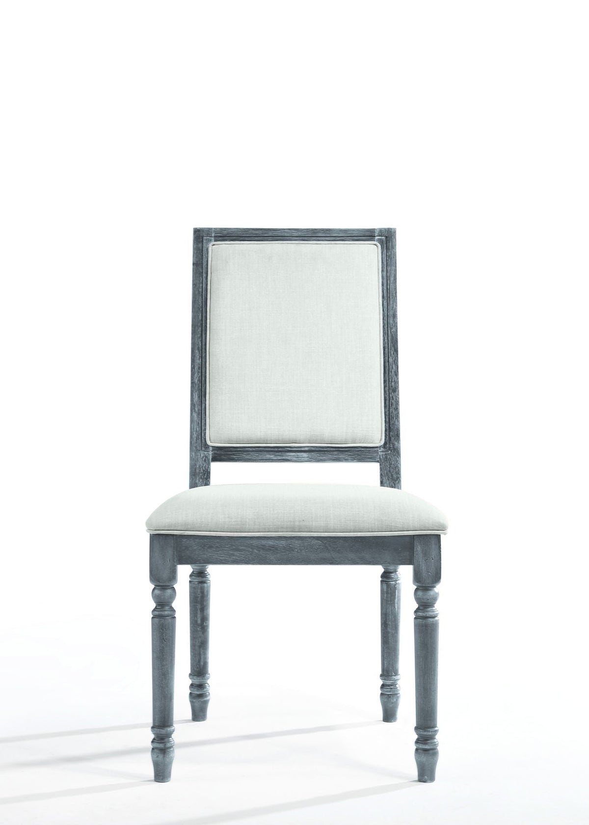 Weathered side chair with cream linen upholstery on a graywashed wood frame by HouseOfZazla on Tampa Home & Garden Store