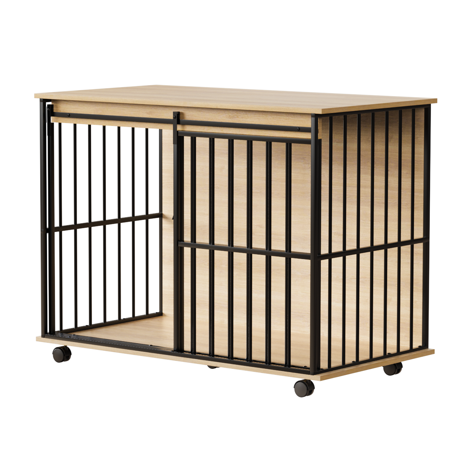 Large Dog Crate Furniture for Medium to Large Dogs by HouseOfZazla wood top black metal frame casters on Tampa Home & Garden Store
