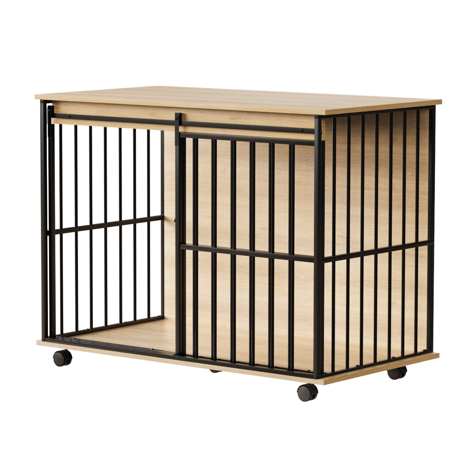 Large Dog Crate Furniture for Medium to Large Dogs by HouseOfZazla wood top black metal frame casters on Tampa Home & Garden Store