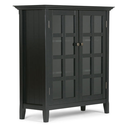 Acadian Medium Storage Cabinet by HouseOfZazla with black finish and glass doors on Tampa Home & Garden Store