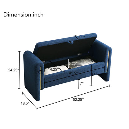 Modern Teddy upholstered bed end bench with arms blue teddy fabric storage Unique Piece Furniture on Tampa Home & Garden Store
