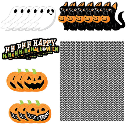 GemGear 25pc Halloween straw decor set with ghost lanterns, black cat pumpkins striped straws on Tampa Home & Garden Store
