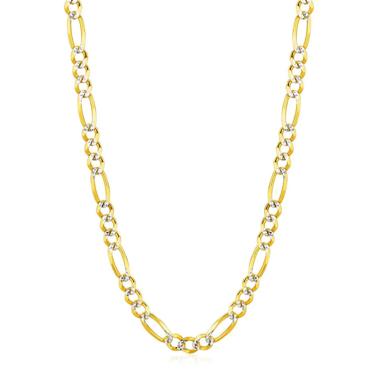 6.0mm 14K Yellow Gold Solid Pave Figaro Chain Necklace by Bids.com with two-tone links on Tampa Home & Garden Store