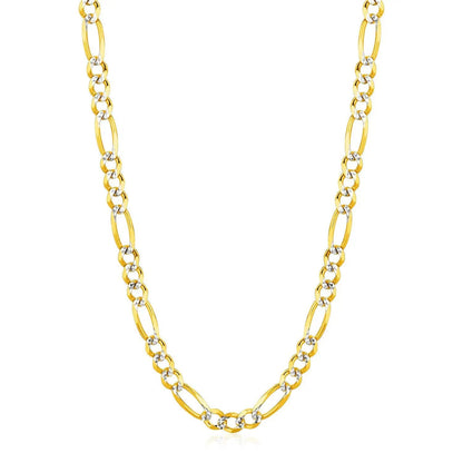 6.0mm 14K Yellow Gold Solid Pave Figaro Chain Necklace by Bids.com with two-tone links on Tampa Home & Garden Store