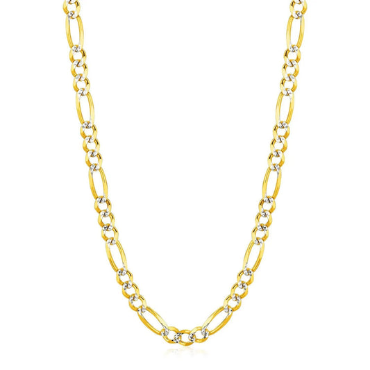 6.0mm 14K Yellow Gold Solid Pave Figaro Chain Necklace by Bids.com with two-tone links on Tampa Home & Garden Store