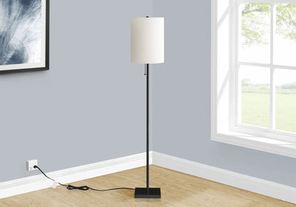 Brass Floor Lamp With Drum Shade and Pull Chain