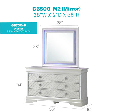 Verona dresser by Unique Piece Furniture with mirrored diamond-front drawers, 58W x 16D x 34H on Tampa Home & Garden Store