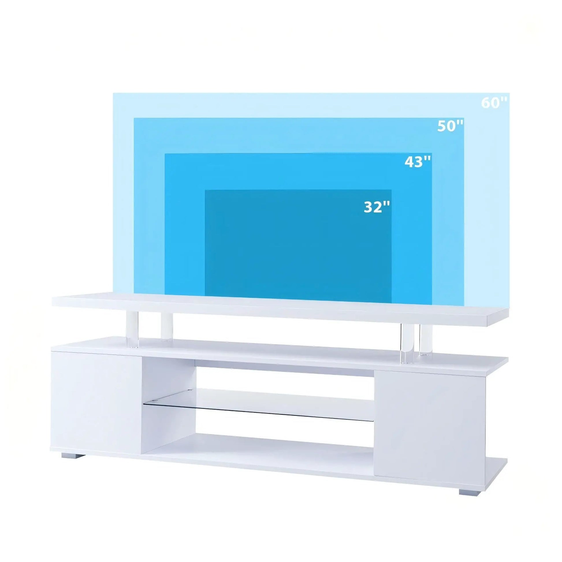 TV stand with LED back panel and large side cabinet, white finish on Tampa Home & Garden Store