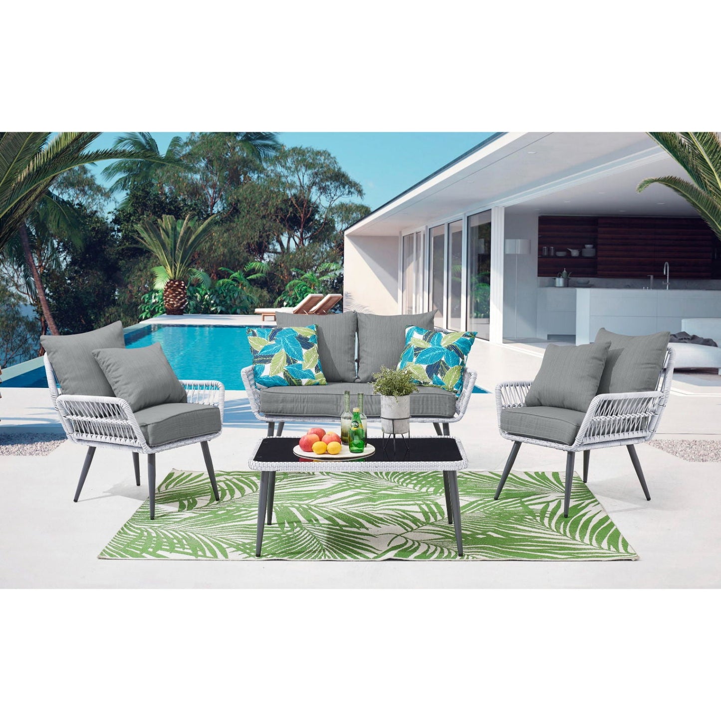 the Portofino Four Piece Outdoor Lounge Set