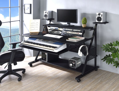 Willow Versatile Music Desk by HouseOfZazla, black steel work station with power rack on Tampa Home & Garden Store