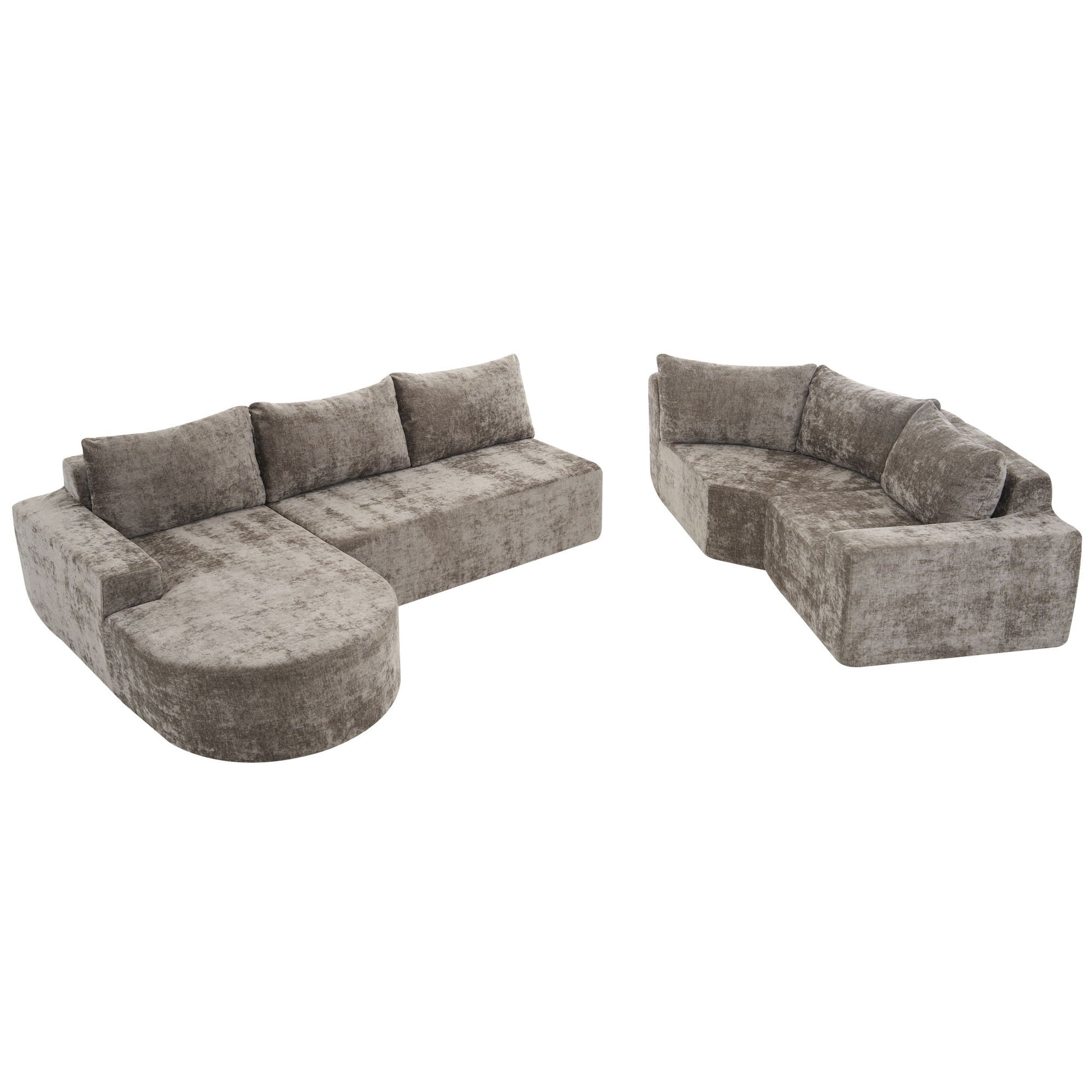 Modular Cloud Sectional Sofa Set, U-shaped, 2-piece plush gray velvet, HouseOfZazla stationary on Tampa Home & Garden Store