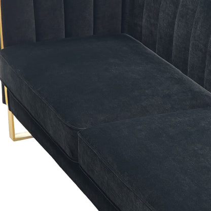 Designer Black Velvet Two Piece Sofa Set