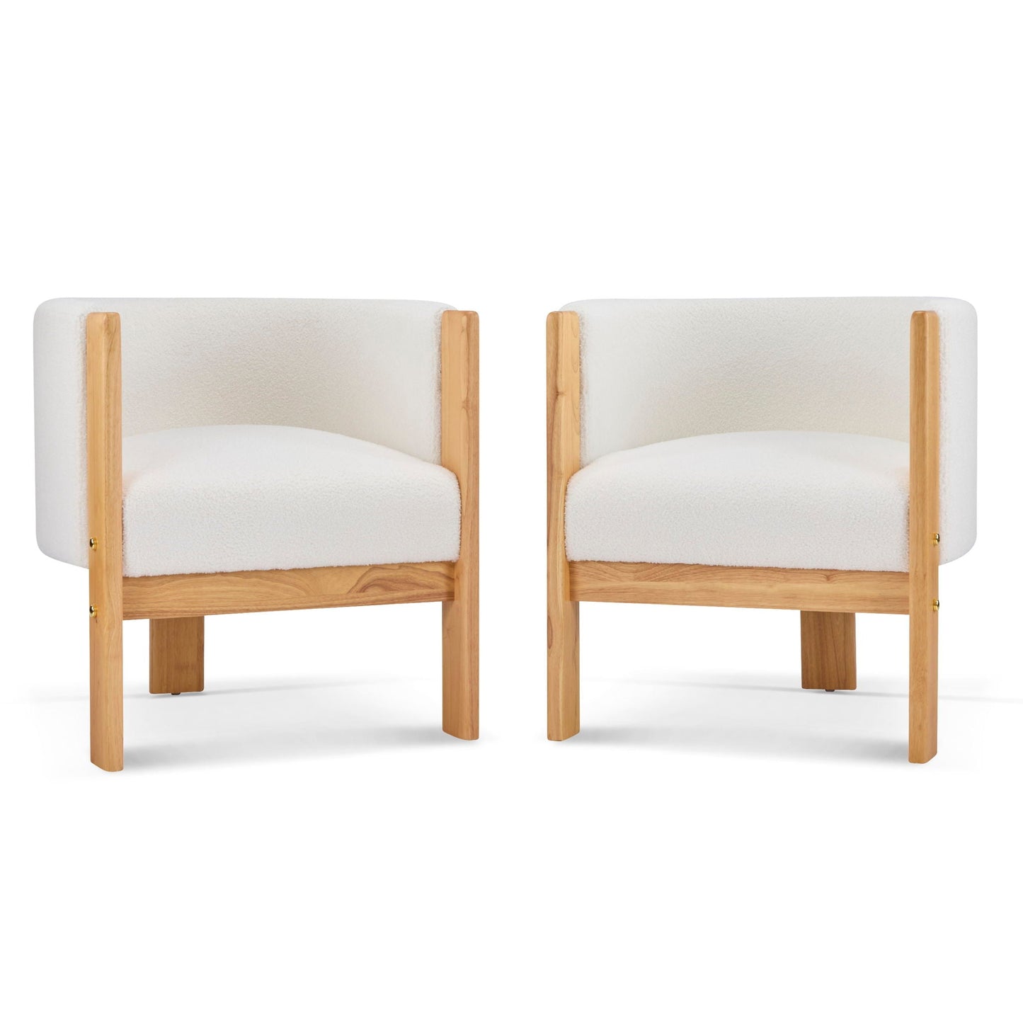 Modern dining chair set, white upholstered seats with natural wood legs from HouseOfZazla on Tampa Home & Garden Store