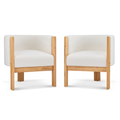 Modern dining chair set, white upholstered seats with natural wood legs from HouseOfZazla on Tampa Home & Garden Store