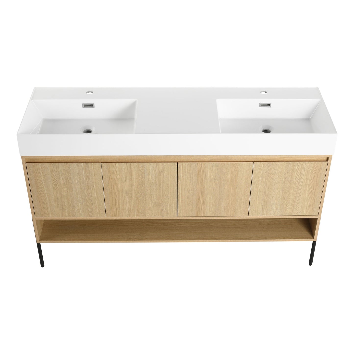 Modern bathroom vanity by HouseOfZazla with single resin sink and light wood cabinet on Tampa Home & Garden Store