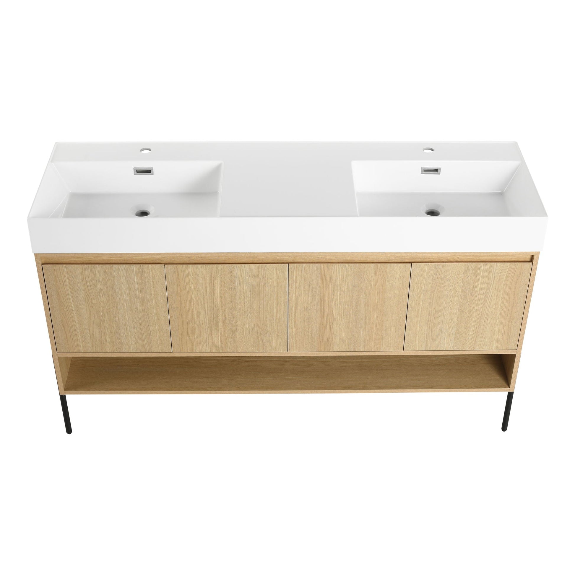 Modern bathroom vanity by HouseOfZazla with single resin sink and light wood cabinet on Tampa Home & Garden Store