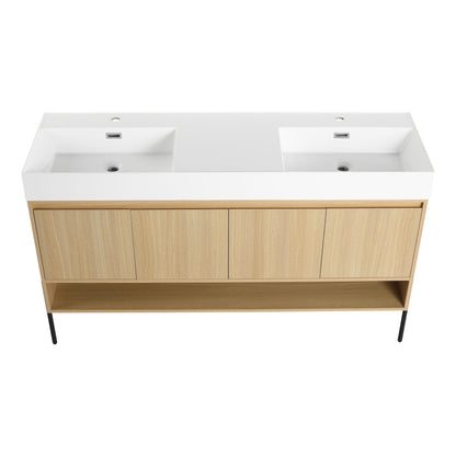 Modern bathroom vanity by HouseOfZazla with single resin sink and light wood cabinet on Tampa Home & Garden Store