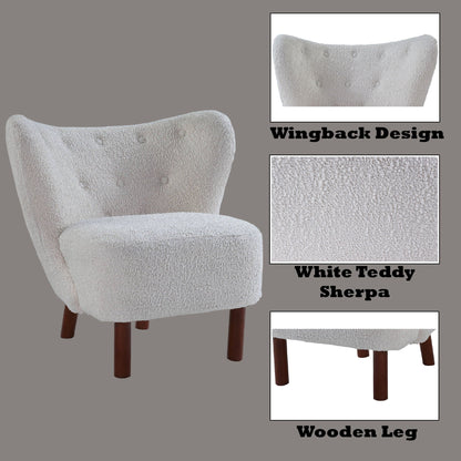 Teddy Sherpa Accent Chair white with plush upholstery, armless design, HouseOfZazla on Tampa Home & Garden Store
