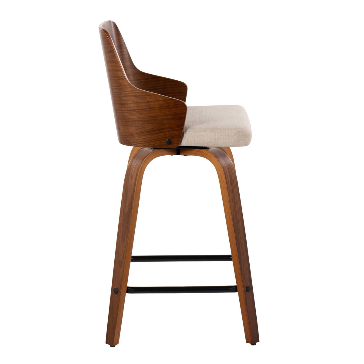 Ariana mid-century counter stool set of 2, wood veneer with beige upholstered seat on Tampa Home & Garden Store