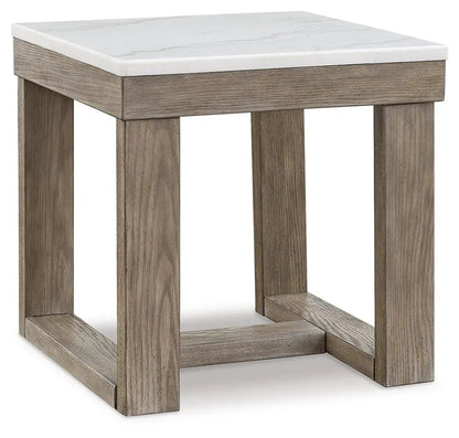 Loyaska Square End Table Brown and Ivory Marble