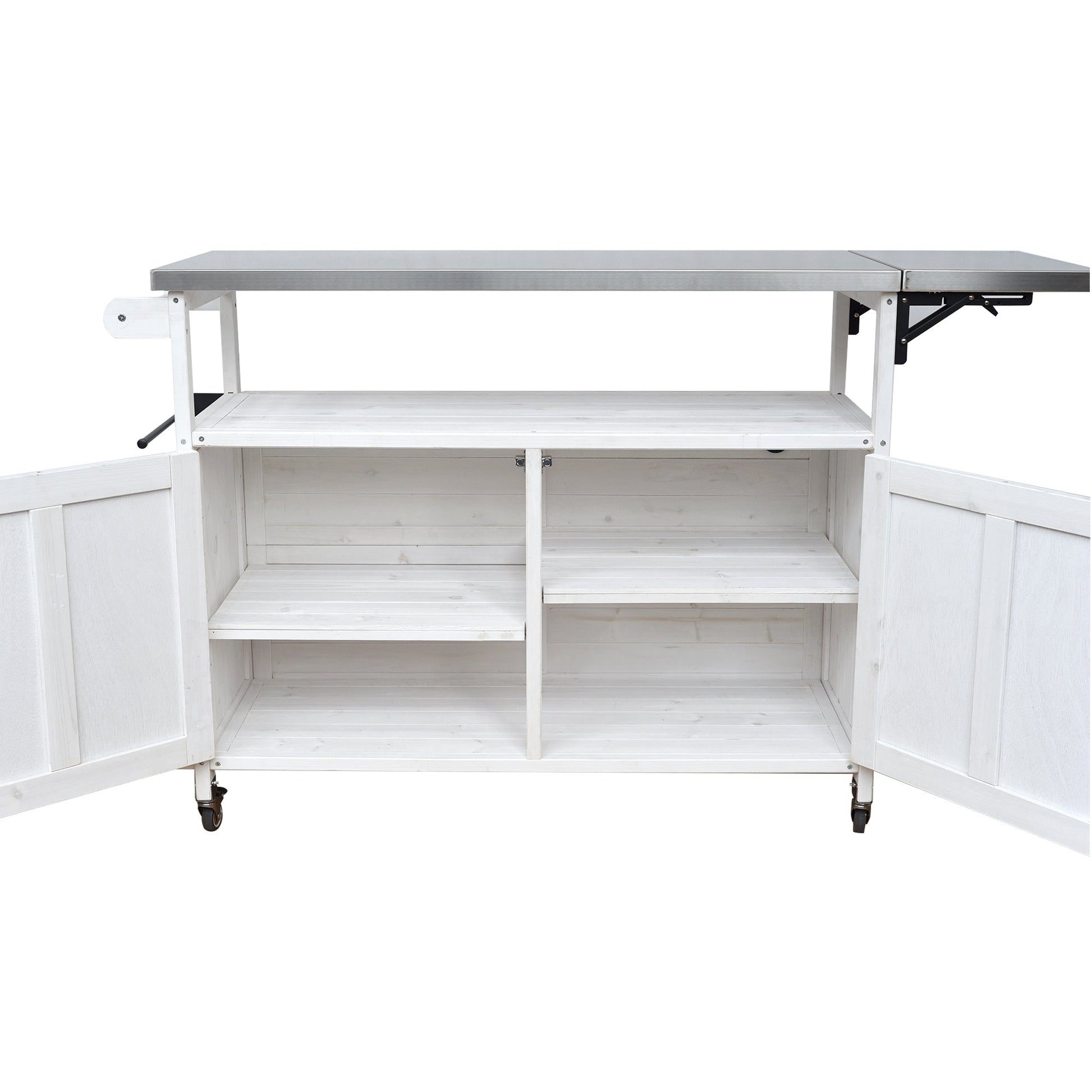 Foldable Outdoor Kitchen Island Cart with Storage by HouseOfZazla stainless steel top on Tampa Home & Garden Store