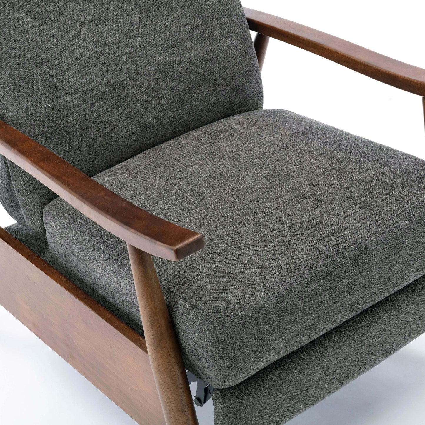 Sarasota Arm Push Back Recliner chair dark gray textured fabric with wood armrests HouseOfZazla on Tampa Home & Garden Store