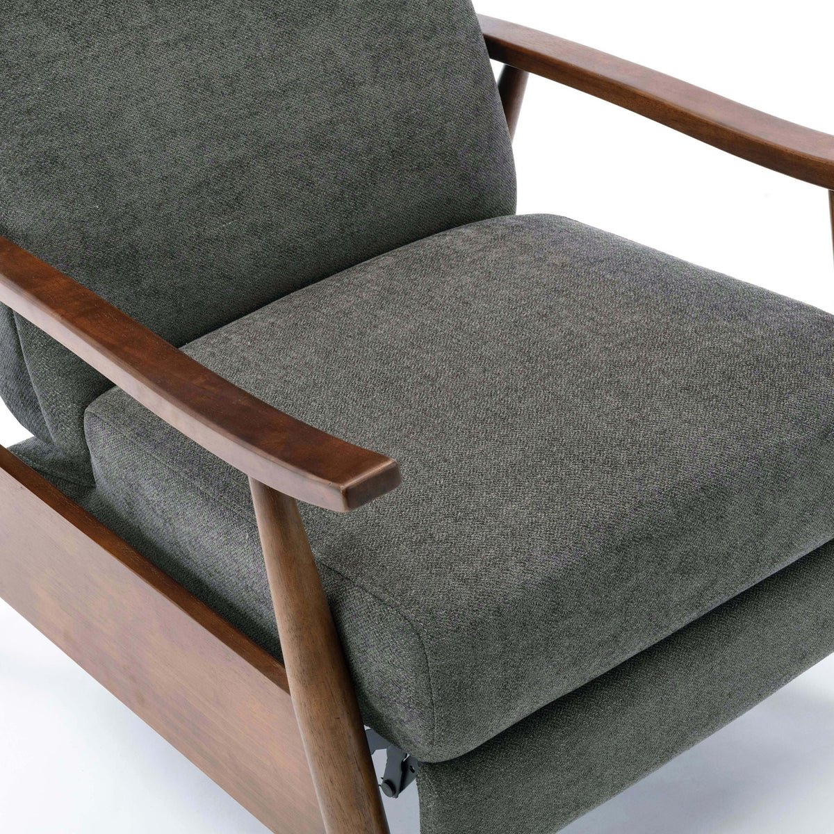Sarasota Arm Push Back Recliner chair dark gray textured fabric with wood armrests HouseOfZazla on Tampa Home & Garden Store