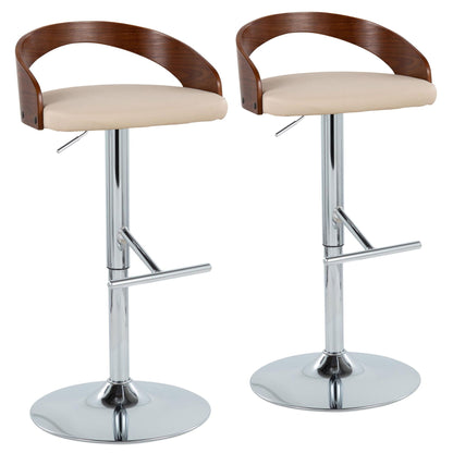 Mid Century Modern adjustable barstool set with swivel beige cushions chrome bases 2 stools on Tampa Home & Garden Store