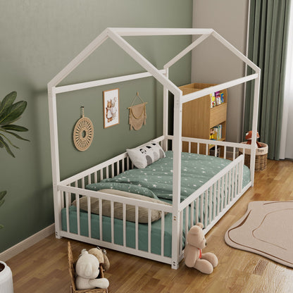 Cozy Montessori House Floor Bed and a Safety Rail