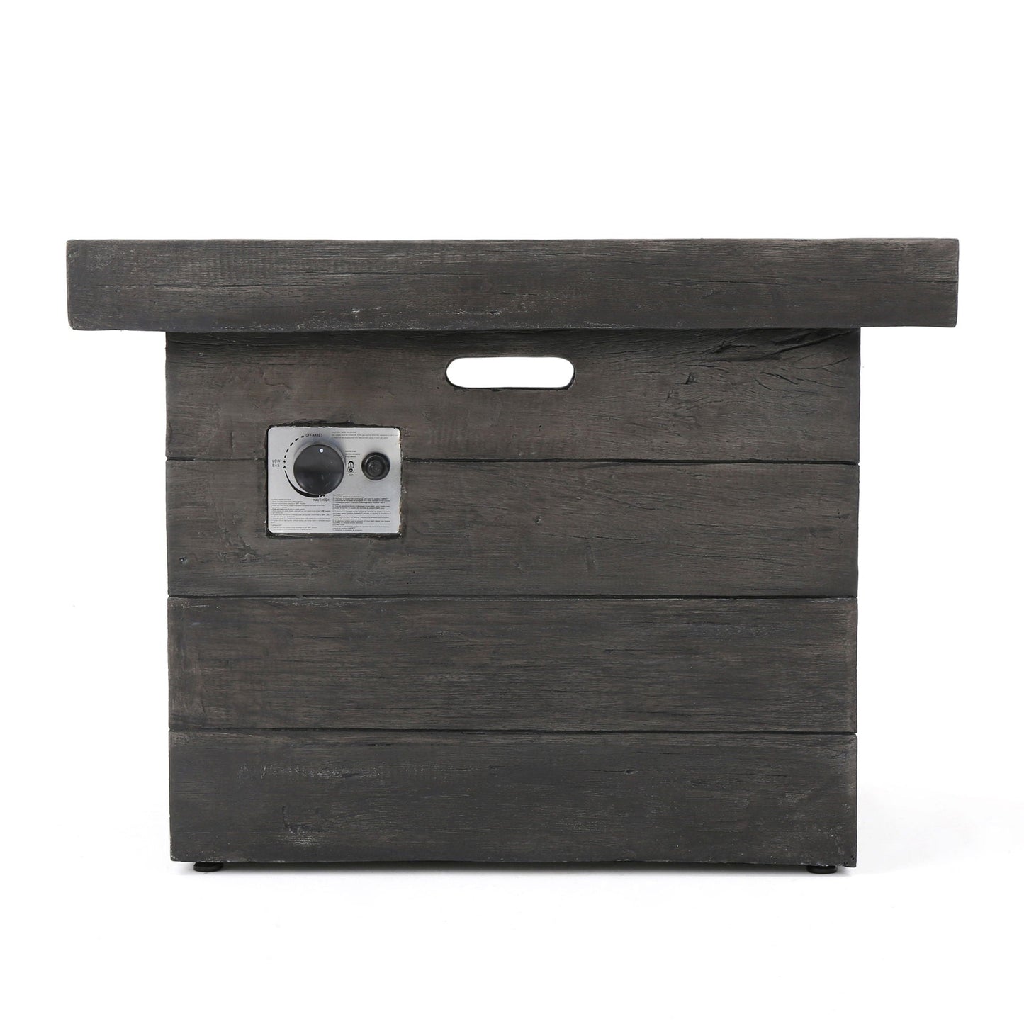 Anchorage Wood Square Fire Pit 40,000 BTU gray by HouseOfZazla with control panel on Tampa Home & Garden Store