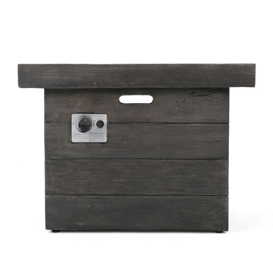 Anchorage Wood Square Fire Pit 40,000 BTU gray by HouseOfZazla with control panel on Tampa Home & Garden Store