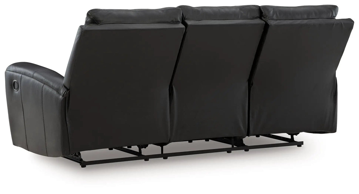 Glossmore reclining sofa in black leather, 3-seat by Unique Piece Furniture on Tampa Home & Garden Store
