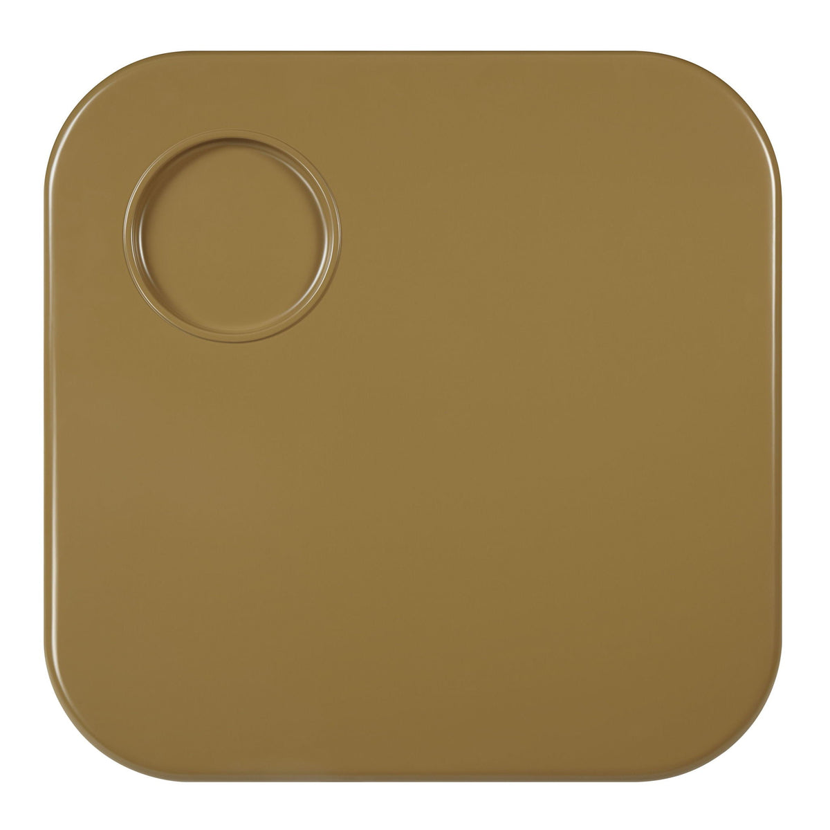 HouseOfZazla yellow brown high-gloss 35in square coffee table with circular inset on Tampa Home & Garden Store