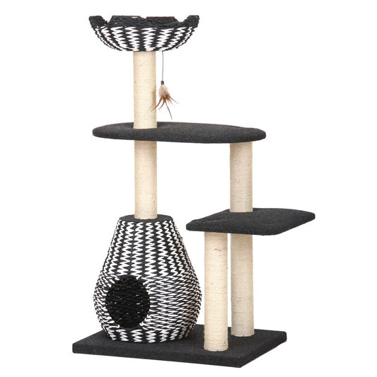 Petpals Ace Handwoven Cat Tree – Boho Chic Style with Natural Paper Rope & Sisal, Multi-Level Design, Eco-Friendly - Tampa Home & Garden Store