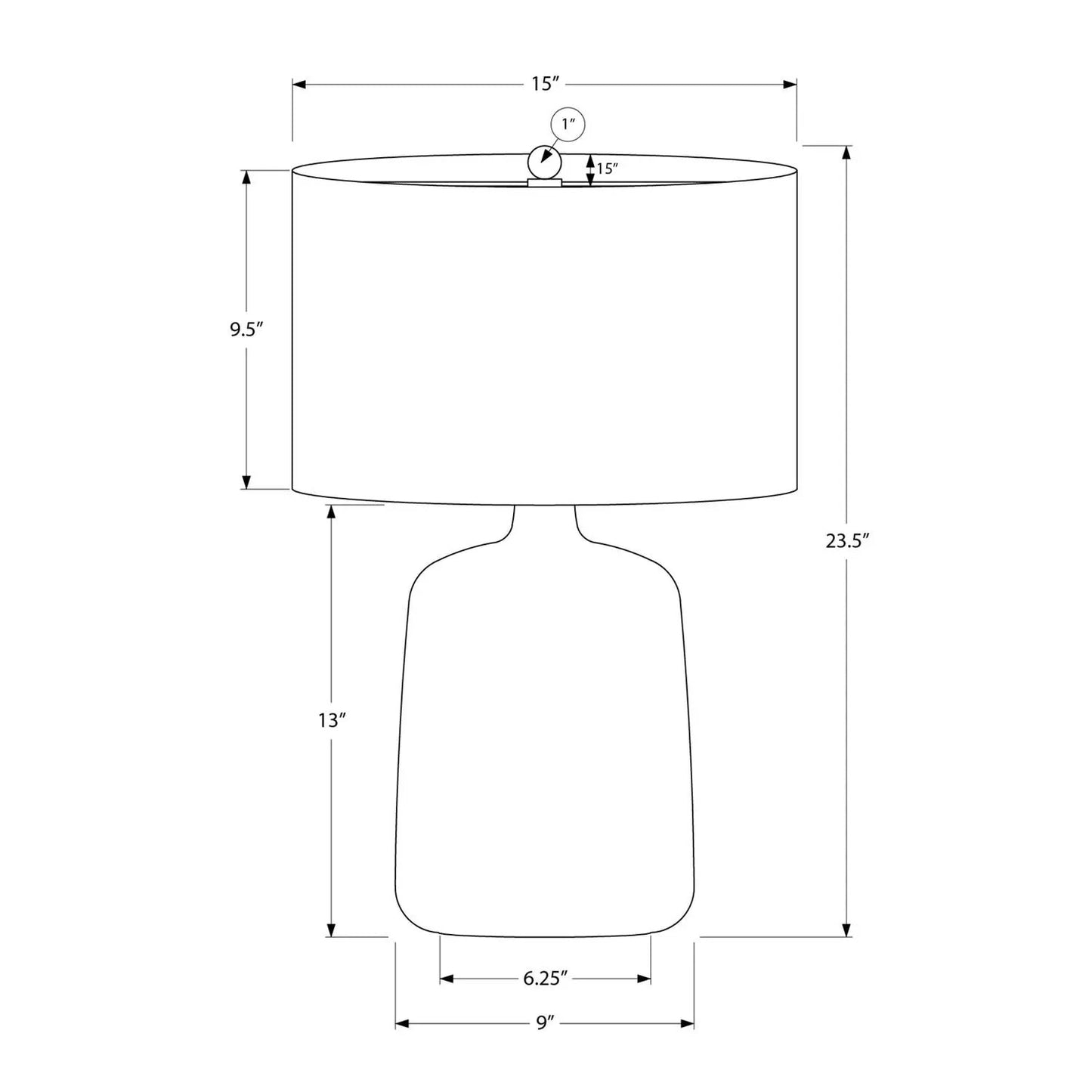 Table lamp Contemporary black shade by Unique Piece Furniture; line-draw schematic on Tampa Home & Garden Store