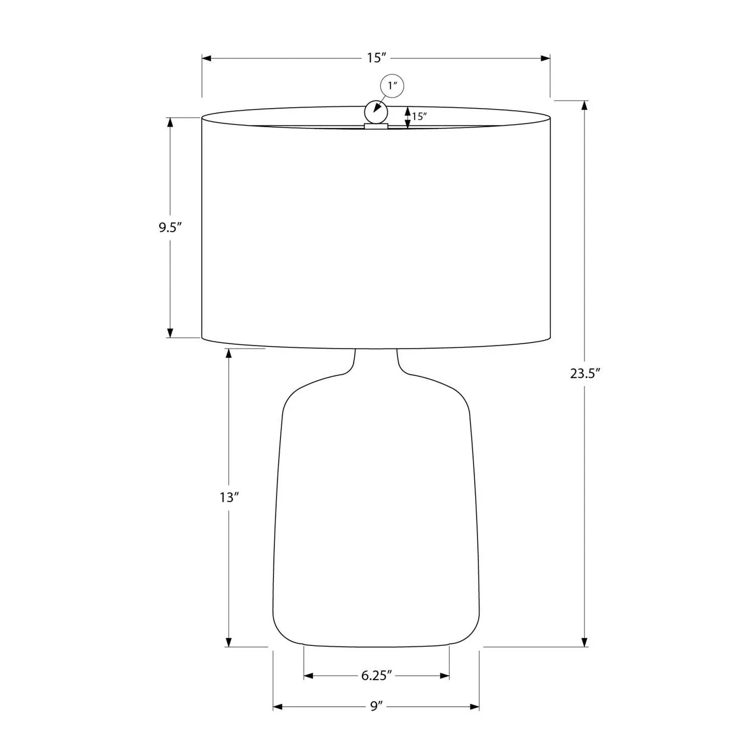 Table lamp Contemporary black shade by Unique Piece Furniture; line-draw schematic on Tampa Home & Garden Store
