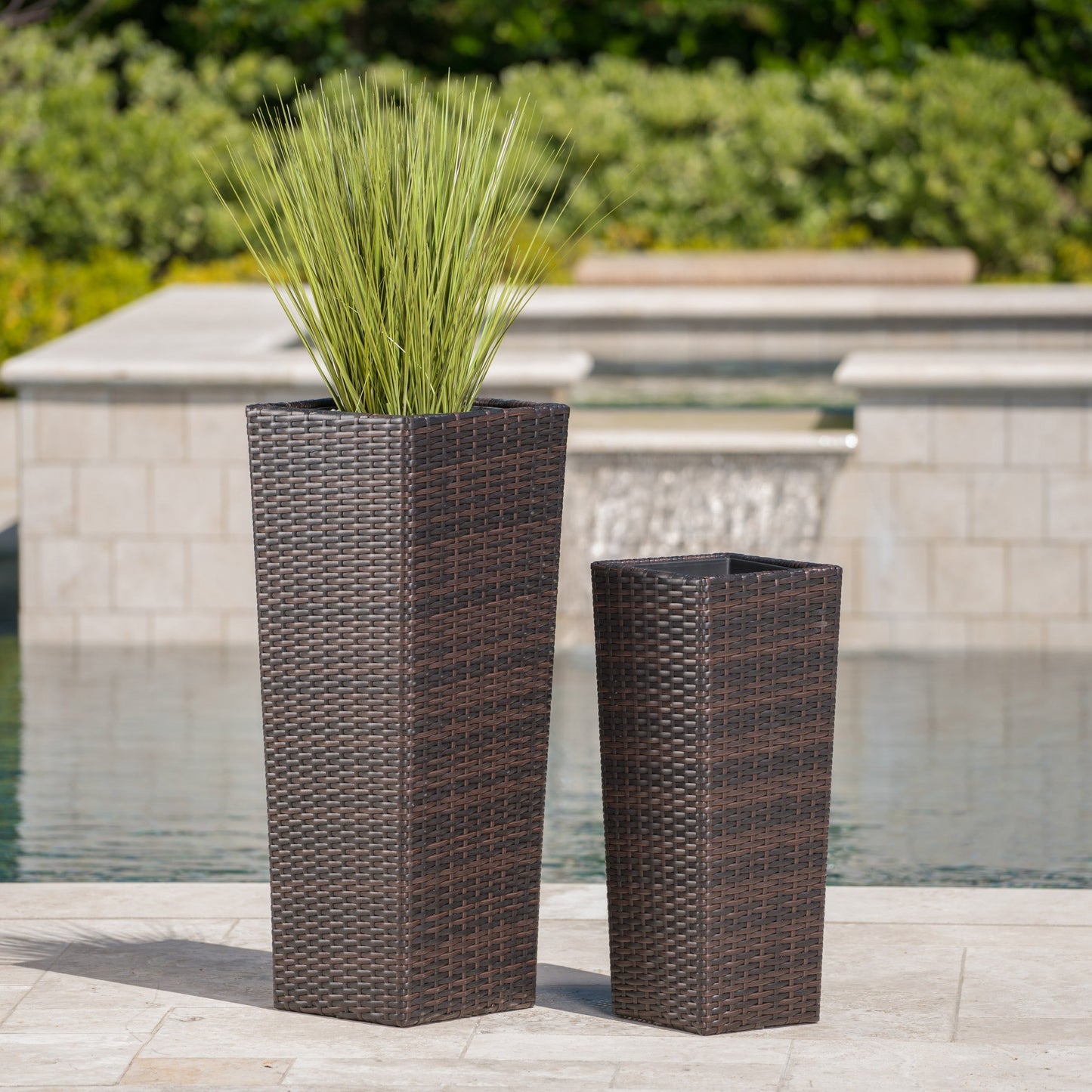 Rattan Flower Pot Brown planters set of 3 wicker plant pots on Tampa Home & Garden Store
