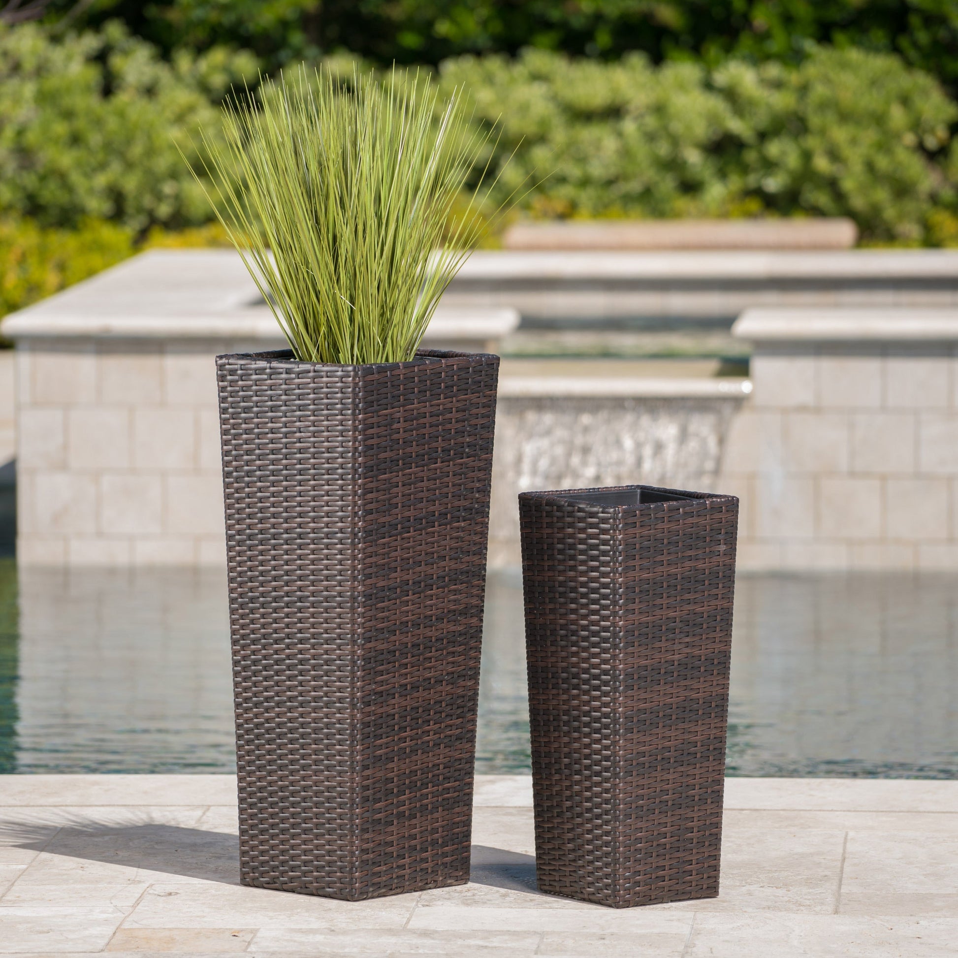 Rattan Flower Pot Brown planters set of 3 wicker plant pots on Tampa Home & Garden Store
