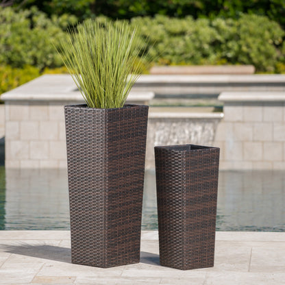 Rattan Flower Pot Brown planters set of 3 wicker plant pots on Tampa Home & Garden Store