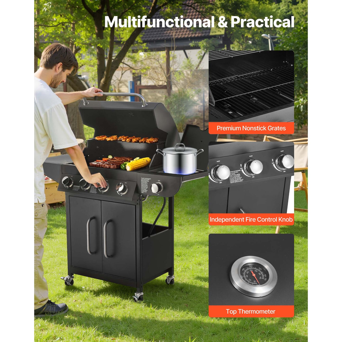 4 Burner Propane Grill For Patio and Garden
