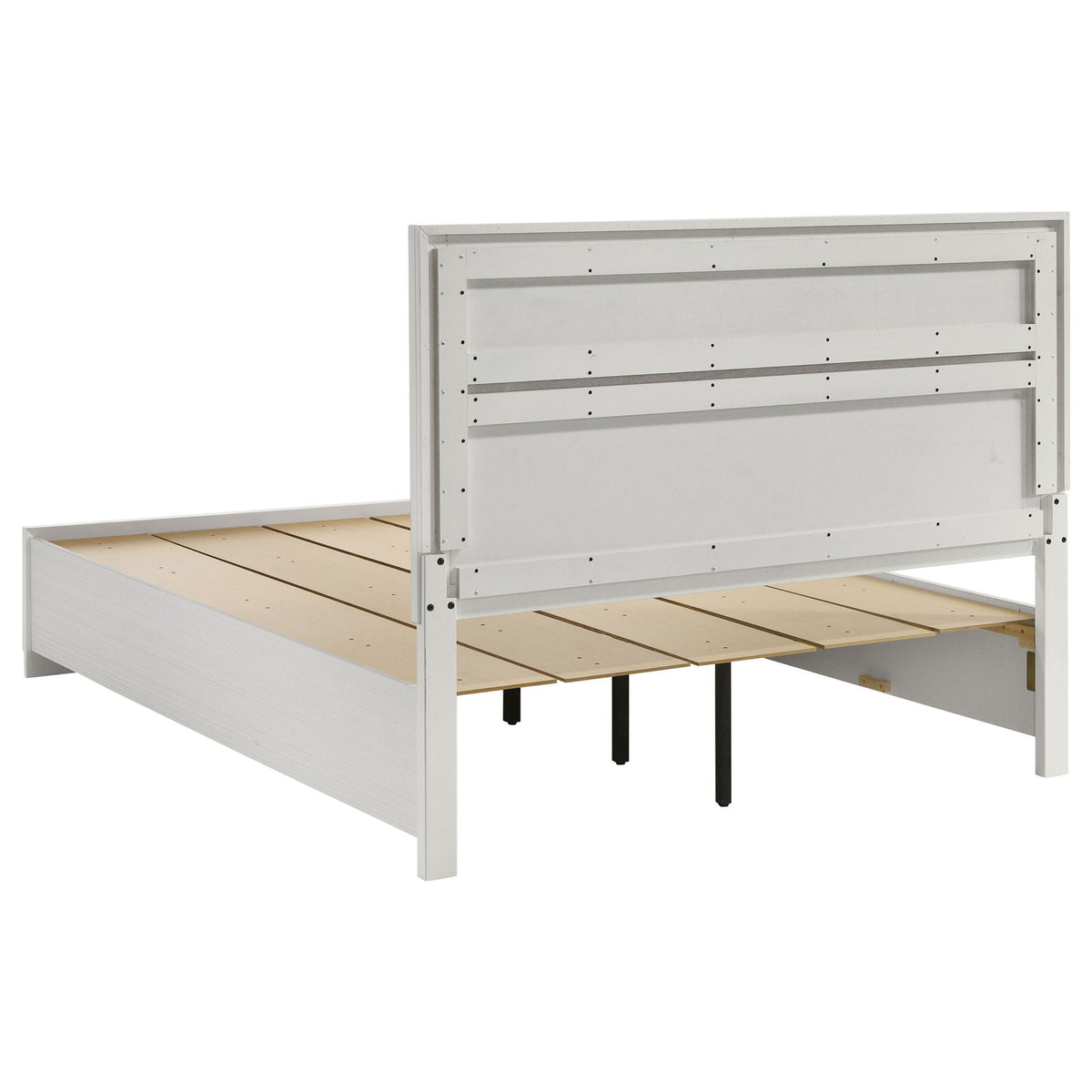 Corbin - Glittering Bedroom Set white metal bed frame with wood slat base, 4 piece set on Tampa Home & Garden Store