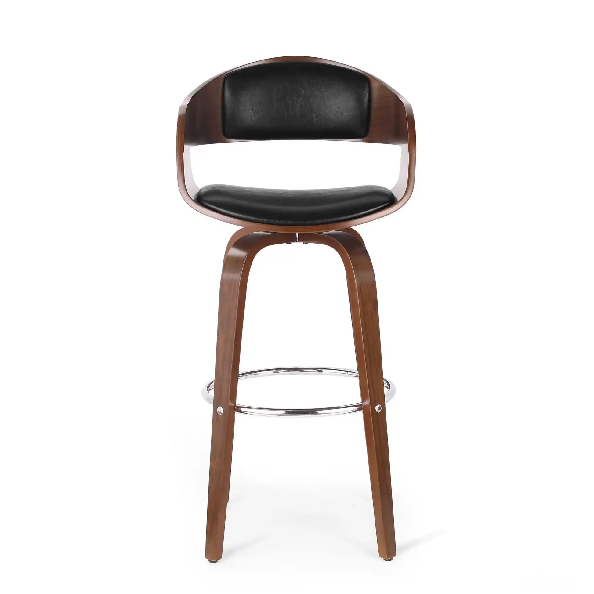 Modern Bar Stool with Swivel Function black leather seat and wood frame by HouseOfZazla on Tampa Home & Garden Store