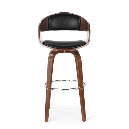 Modern Bar Stool with Swivel Function black leather seat and wood frame by HouseOfZazla on Tampa Home & Garden Store