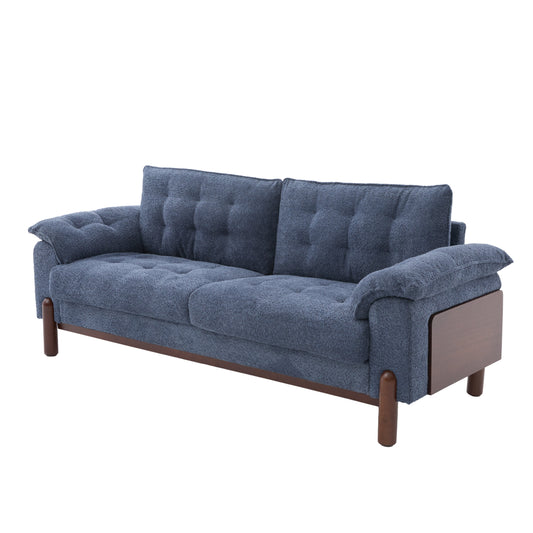 Sofa 83.5 in 3-Seat Modern Boucle Upholstered blue with tufted back and wood legs HouseOfZazla on Tampa Home & Garden Store