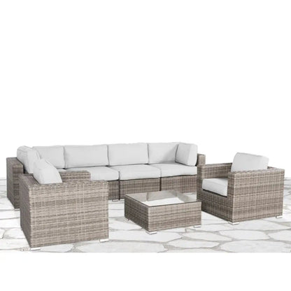 Stylish Sectional Set, 3-piece outdoor wicker with light gray cushions by Unique Piece Furniture on Tampa Home & Garden Store