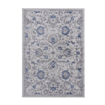 Marfi Trendy Oriental Area Rug gray-blue floral medallion pattern with decorative border on Tampa Home & Garden Store
