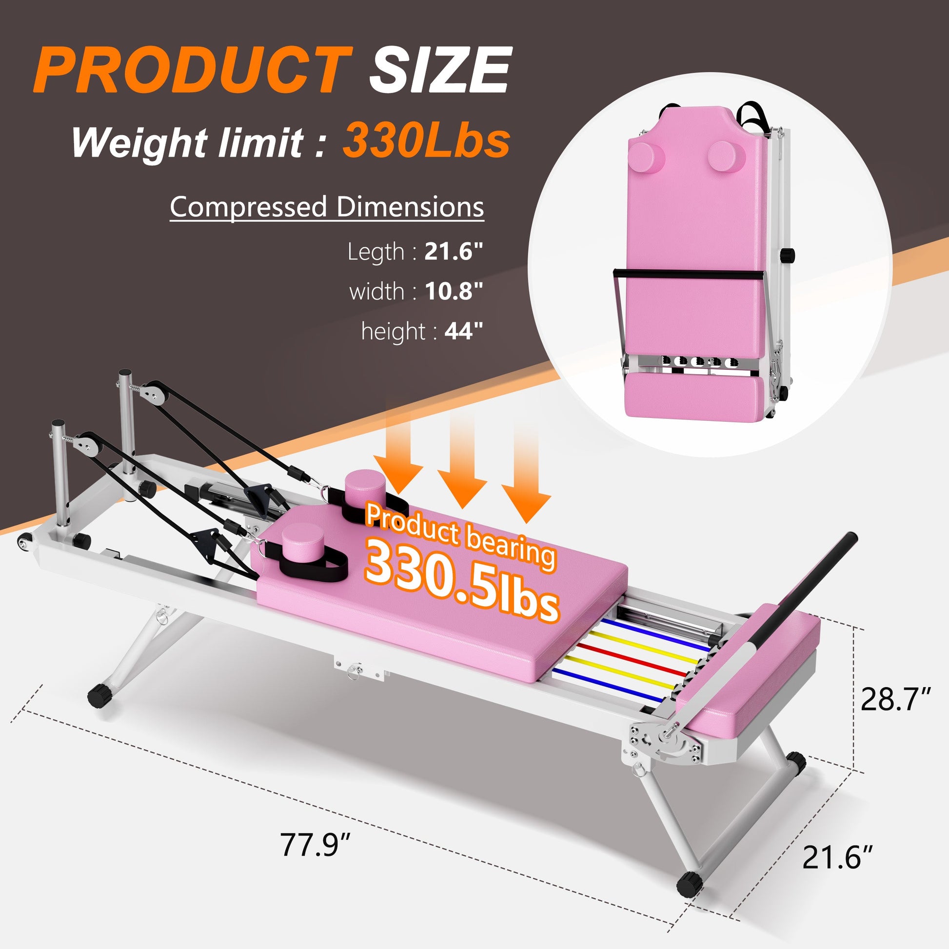Foldable Pilates Core Bed pink padded bench by HouseOfZazla on Tampa Home & Garden Store